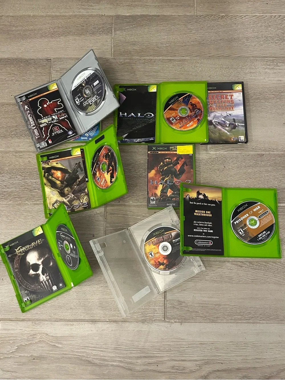 VTG Original Xbox Video Games (9) (Tom Clancy’s Classic Trilogy, Halo, Enclave)